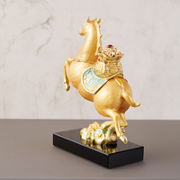 Nouvelle Série RORO - Ornement de Cheval en Métal Doré Art Déco de Luxe avec Base en Cristal, Décoration de Bureau, Peinture Émaillée Faite à la Main