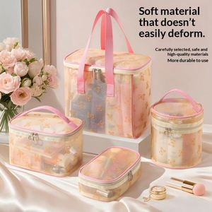Bolsa de maquillaje transpirable con cremallera de malla, bolsa de almacenamiento de artículos de tocador portátil de gran capacidad para viaje - Product Image 6