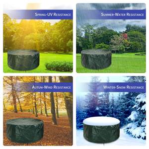 Ensemble <span class=keywords><strong>de</strong></span> chaises <span class=keywords><strong>de</strong></span> table et <span class=keywords><strong>de</strong></span> chaises imperméables pour l'extérieur, <span class=keywords><strong>housse</strong></span> <span class=keywords><strong>de</strong></span> meuble ronde verte PE, coupe-vent anti-UV pour la table et les chaises - Product Image 5