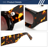 Lunettes de soleil polarisées rectangulaires en acétate épais OEM, protection UV400, style rétro, pour hommes et femmes, vente en gros