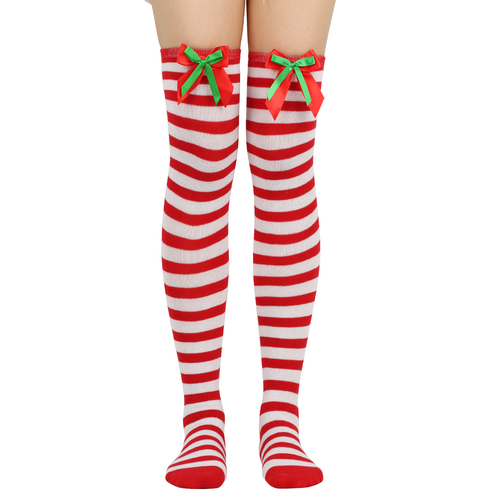Calze Alte Al Ginocchio Bianche Con Fiocco E Volant – Morbido Cotone, Perfette Per Costumi E Look Alla Moda