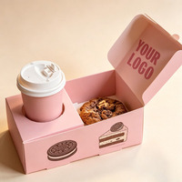 Boîte à biscuits personnalisée de qualité alimentaire avec tasse à café, boîte à gâteaux rectangulaire pliable biodégradable pour emporter des desserts