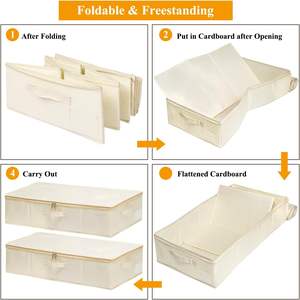 Skymoving nouveau 2 pièces organisateur de stockage en tissu résistant aux taches bacs avec couvercle pliable Non-tissé sous les conteneurs de stockage de lit - Product Image 5