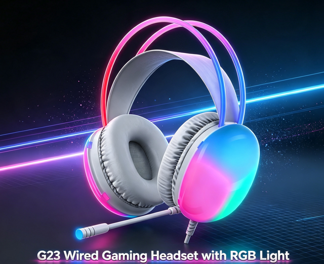 2026 Hot Sale Over Ear Wired Gaming Headset with RGB Light Mute Function Headphone with Mic&Adjustable Headband Siberia S-G23