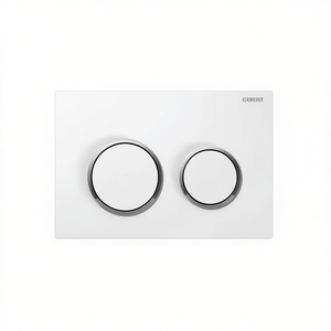 Placa de Control Omega 20 de 2 Botones con Anillos Cromados Satinados y Botones de Inodoro Cromados Pulidos - Product Image 2