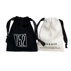 Sac à cordon en coton et lin personnalisé avec logo imprimé, petit sac de rangement pour parfum, cosmétiques, pochette en coton mousseline, sac anti-poussière - Product Image 1
