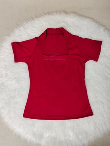 T-<span class=keywords><strong>shirt</strong></span> à manches courtes à la mode coupe ajustée pas cher femmes 2025 été nouveau haut court à col carré français - Product Image 6