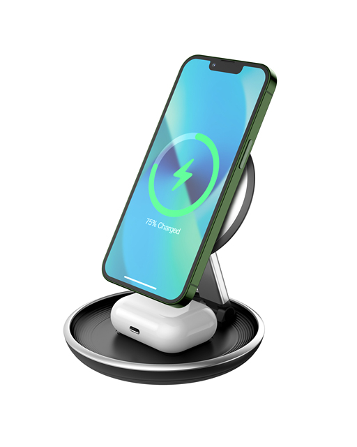 New Style 3 in 1 Folding Magnetic Wireless Charger 15W Fold Fast Charging Stand Mobile Phone Stand Portable Wireless Charger