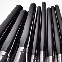 Ensemble de 8 pinceaux de maquillage de haute qualité avec logo personnalisé, noirs, pour les yeux, le visage et le fond de teint, outils de maquillage professionnels avec manche en bois