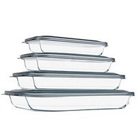 Ensemble de plats de cuisson antiadhésifs en verre borosilicate de haute qualité avec couvercle en plastique, compatibles lave-vaisselle et four, plateau de rangement alimentaire rectangulaire personnalisé