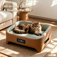 Lit pour animaux de compagnie confortable et intelligent avec contrôle climatique par chauffage et refroidissement, gestion à distance par application, mobilier pour chat mignon