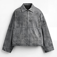 Veste streetwear pour homme, veste en jean vintage surdimensionnée, veste de travail vintage personnalisée à fermeture éclair, veste en twill pour l'extérieur