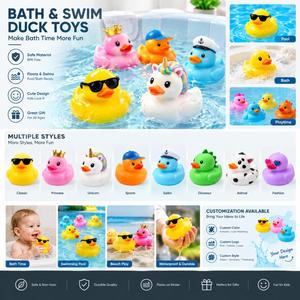 Canards de bain en caoutchouc flottants de sécurité, personnalisables avec logo et couleur, en PVC de 2 pouces, pour l'apprentissage des animaux, mini, assortis, lestés, pour Noël - Product Image 6