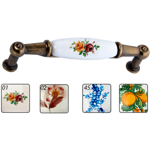 POIGNÉE DE MEUBLE EN CÉRAMIQUE 'M01' Interaxis 96mm-Décor ivoire 02 - Product Image 1