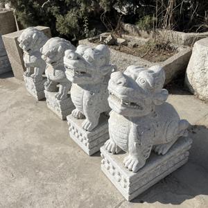 庭屋外手彫り天然石フー犬動物彫刻大理石ライオン像 - Product Image 4