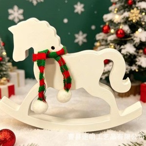 Figurine de poney en bois pour bureau, couleur bois naturel blanc, ornement de Noël, décoration intérieure - Product Image 1
