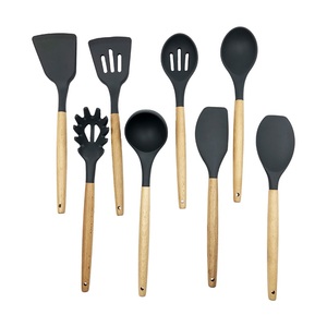 Punho de madeira de silicone Acessórios de cozinha Utensílios de cozinha Conjunto de utensílios - Product Image 4