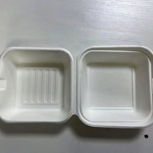 Boîte à clapet en bagasse compostable jetable à compartiment unique de 6 pouces pour plats à emporter - Product Image 2