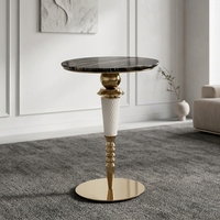 Table d'appoint ronde de luxe, design moderne, en acier inoxydable et marbre naturel, pour villa, manoir, projet de designer