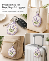 Porte-clés en cuir brodé avec logo personnalisé, rembourrage en coton, breloques florales personnalisées pour sacs fourre-tout, service OEM ODM