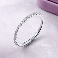 Mode classique 925 en argent Sterling haute qualité cercle clair CZ géométrique empilable anneaux pour femmes bijoux de mariage cadeau SCR066