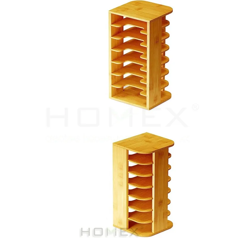 Freestanding Countertop Kitchen Cabinet Bamboo Material Tumbler Lid Organizer for Lid Organizer