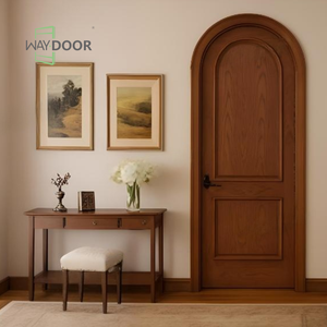 Panel de madera maciza con acabado de superficie de estilo antiguo francés, puerta Exterior interior, <span class=keywords><strong>puertas</strong></span> interiores de madera arqueadas de roble <span class=keywords><strong>caoba</strong></span> de pino - Product Image 2