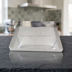 Plateau de service rectangulaire en acier inoxydable de qualité supérieure avec finition miroir polie, fait main, style américain, élégant pour la présentation des aliments - Product Image 3