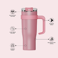 Gobelet isotherme sous vide en acier inoxydable thermolaqué de 40 oz (1200 ml) avec poignée et couvercle à paille, anti-transpiration, pour café de voyage, vente en gros OEM