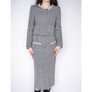 Nouvel Ensemble de Mode Boutique pour Femmes, Manteau Court Col Rond Style « Petit Parfum » et <span class=keywords><strong>Jupe</strong></span> Mi-longue – Tenue d'Automne/<span class=keywords><strong>Hiver</strong></span> - Product Image 4