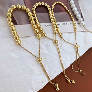 Braccialetto di perline di palline di moda gioielli minimalisti da <span class=keywords><strong>donna</strong></span> chic multi size regolabile braccialetti di perle di perle di palla d'oro - Product Image 4