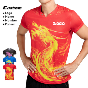 Lidong personalizado Dtg impresión deportes cuello en V camisetas estilo dragón chino pelota <span class=keywords><strong>de</strong></span> ping-pong equipo Jersey tela <span class=keywords><strong>de</strong></span> malla que absorbe la humedad - Product Image 4
