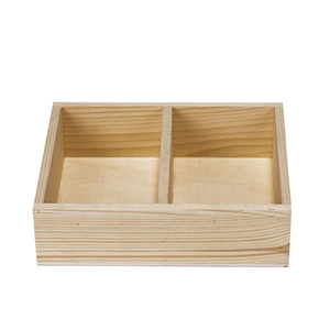 Natural Handmade Wooden Rectangle Carved Underwear <b>Box</b> with 2 Compartments French Country Design Durable Clothing Organizer - Product Image 1