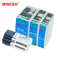 Alimentation à découpage sur rail DIN série MWISH DR HDR NDR EDR MDR 30W-480W 12V 24V 48V SMPS pour armoire de commande d'automatisation