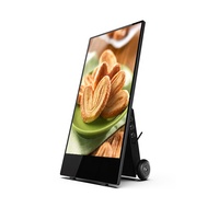 Afficheur LCD haute luminosité 43 pouces 1500 nits, lecteur publicitaire Android alimenté par batterie, kiosques avec roues mobiles
