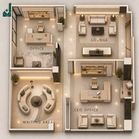 Service de design d'intérieur de bureau moderne, planification d'espace commercial, rendu 3D, solution de mise en conformité pour salle de réunion et poste de travail