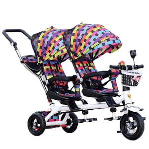Tricycle <span class=keywords><strong>double</strong></span> rotatif pour bébé, poussettes universelles de voyage, landau pour bébé, siège <span class=keywords><strong>double</strong></span> pour enfants, chariot à pousser pour enfants - Product Image 1