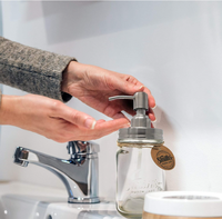 Distributeur de savon liquide pour les mains en verre rechargeable Maon Jars 500 ml avec pompe en acier inoxydable, distributeur de liquide à lessive