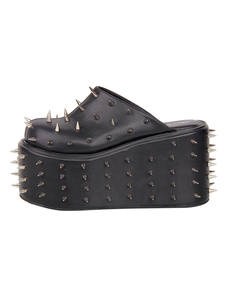 Sandalias de Diseñador para Mujer con Punta Abierta, Tacón con Remaches y Plataforma, Sandalias de Cuero de Verano con Cierre de Botón, Resistentes y Antideslizantes - Product Image 4