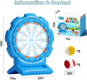 Jeu de fléchettes gonflable bleu pour piscine avec balles collantes - Product Image 3