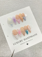Vente en Gros 10 Pièces Faux Ongles en Gel Peints à la Main – Magnifiques Ongles Acryliques de Luxe Faits Main à Coller de Haute Qualité