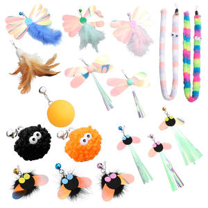 Série de jouets pour <span class=keywords><strong>chat</strong></span> : Têtes de rechange pour baguette de jeu en forme d'insecte volant à plumes et paillettes, jouet auto-entretenant pour animaux de compagnie - Product Image 1