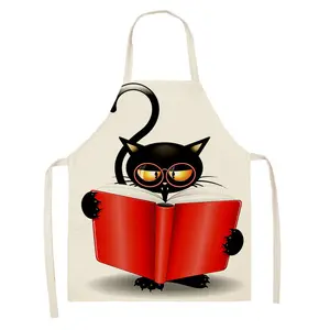 Cute cat print apron Kitchen Cooking baking apron Restaurant Coffee Shop waiter apron Children's painting antifouling gown