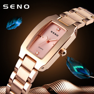 Montre à quartz pour femme Seno Square, bracelet en acier inoxydable, résistance à l'eau 3 BAR, cadran analogique, fermoir caché, longueur 20 cm - Product Image 5