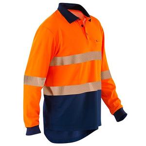 Polo <span class=keywords><strong>de</strong></span> sécurité réfléchissant orange à manches courtes avec bandes segmentées pour les travailleurs du bâtiment, logo personnalisé pour hommes - Product Image 2