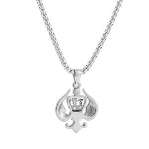 Stainless Steel Wing <b>Crown</b> Pendant With Chain Gold <b>Silver</b> Color Themed Fashion Jewelry For Men And Women 122002 - Product Image 3