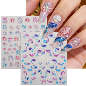 Nuevo Lanzamiento, Venta Caliente, <span class=keywords><strong>Uñas</strong></span> de Plástico 5D con Relieve Realista de <span class=keywords><strong>Girasol</strong></span>, Mariposa Azul, Flor de Clavel, Ecológicas y No Tóxicas - Product Image 6