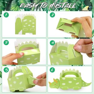 Caja de Dulces con Forma de Dinosaurio para Fiestas de Cumpleaños y Baby Showers, Laminación Brillante y Mate, Grabado en Relieve, para Uso Alimentario - Product Image 3