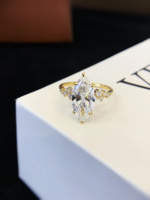 Anillo de Compromiso y Aniversario de Lujo ICEWALD con Diamante Cultivado en Laboratorio de Corte Marquesa de 3ct/5ct, Oro Sólido de 18K, Certificado IGI