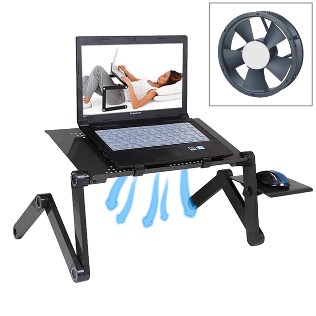 Flytech Factory Price Portable 360 Degree Adjustable Foldable Aluminium Alloy Desk Stand Cooling Fan Laptop Mouse Pad 1 Year